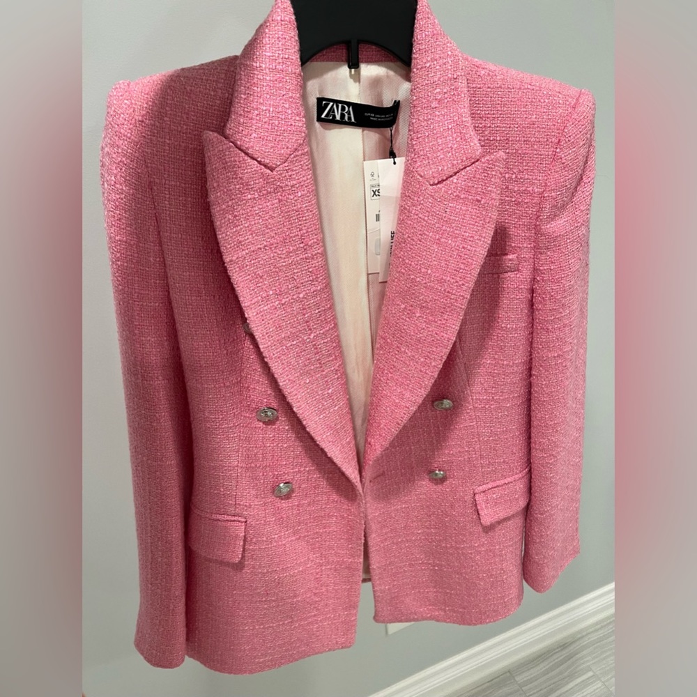 Pink double breasted weave jacket - Picture 5 of 10